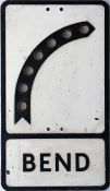 c1950s British ROAD SIGN 'Bend' (right-hand). A cast aluminium sign (the later, lighter type) with