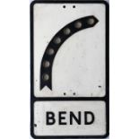 c1950s British ROAD SIGN 'Bend' (right-hand). A cast aluminium sign (the later, lighter type) with