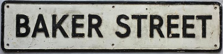 A traditional STREET SIGN 'Baker Street' in cast alloy with raised lettering and measuring 39" x