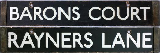 London Underground Standard (1920s) Tube Stock enamel DESTINATION PLATE for Barons Court/Rayners