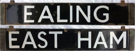 London Underground Q/CO/CP Stock enamel DESTINATION PLATE for Ealing/East Ham on the District