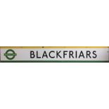 London Underground 1950s/60s enamel PLATFORM FRIEZE PANEL from Blackfriars station shared by the