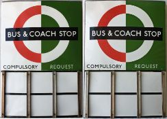 London Transport enamel BUS & COACH STOP FLAG (compulsory). A 1950s/60s 'bullseye'-style, E6-size,