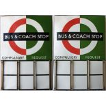 London Transport enamel BUS & COACH STOP FLAG (compulsory). A 1950s/60s 'bullseye'-style, E6-size,