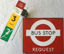 London Transport 1940s/50s enamel BUS STOP FLAG 'Request', a single-sided sign measuring 17" x