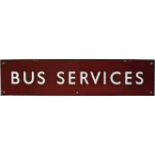British Railways (London Midland Region) ENAMEL SIGN 'BUS SERVICES'. A single-sided, unflanged