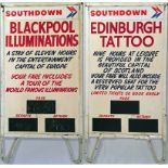 Southdown Motor Services COACH EXCURSIONS DISPLAY BOARD. Vintage 1950s/60s, it advertises