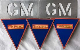 3 x London Transport Routemaster 'Gold Arrow' enamel RADIATOR BADGES, believed to have been made for