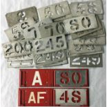 A pair of London Transport bus GARAGE & RUNNING NUMBER STENCIL-HOLDERS from A (Sutton) and AF (