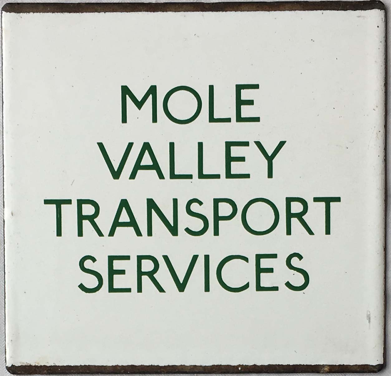 London Transport enamel bus stop E-PLATE for Mole Valley Transport Services, an independent operator