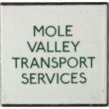 London Transport enamel bus stop E-PLATE for Mole Valley Transport Services, an independent operator