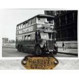 London Transport brass CHASSIS TAG, aka a DUMB-IRON PLATE, for double-deck bus LT 216 accompanied by