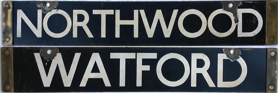 London Underground CO/CP Stock enamel DESTINATION PLATE for Northwood/Watford on the Metropolitan