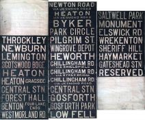 Newcastle Corporation Tramways DESTINATION BLIND. Undated but 'pre-1944' written at one end. A