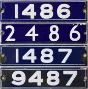 Set of London Underground enamel STOCK-NUMBER PLATES from a 4-car unit of 1962-Tube Stock comprising