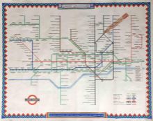 1946 London Underground quad-royal POSTER MAP by H C Beck (whose names appears on the River Thames!)