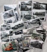 Quantity of b&w (mainly) London TROLLEYBUS & BUS PHOTOGRAPHS, size 6x4 (mainly), taken in the