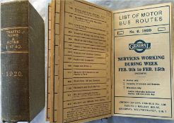 Officially bound volume of the 1920 London General Omnibus Company LEAFLETS 'LISTS OF MOTOR BUS