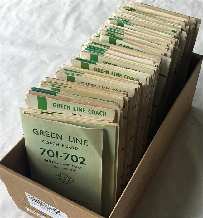 Large quantity of London Transport/London Country GREEN LINE TIMETABLE LEAFLETS mainly dated between