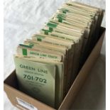 Large quantity of London Transport/London Country GREEN LINE TIMETABLE LEAFLETS mainly dated between
