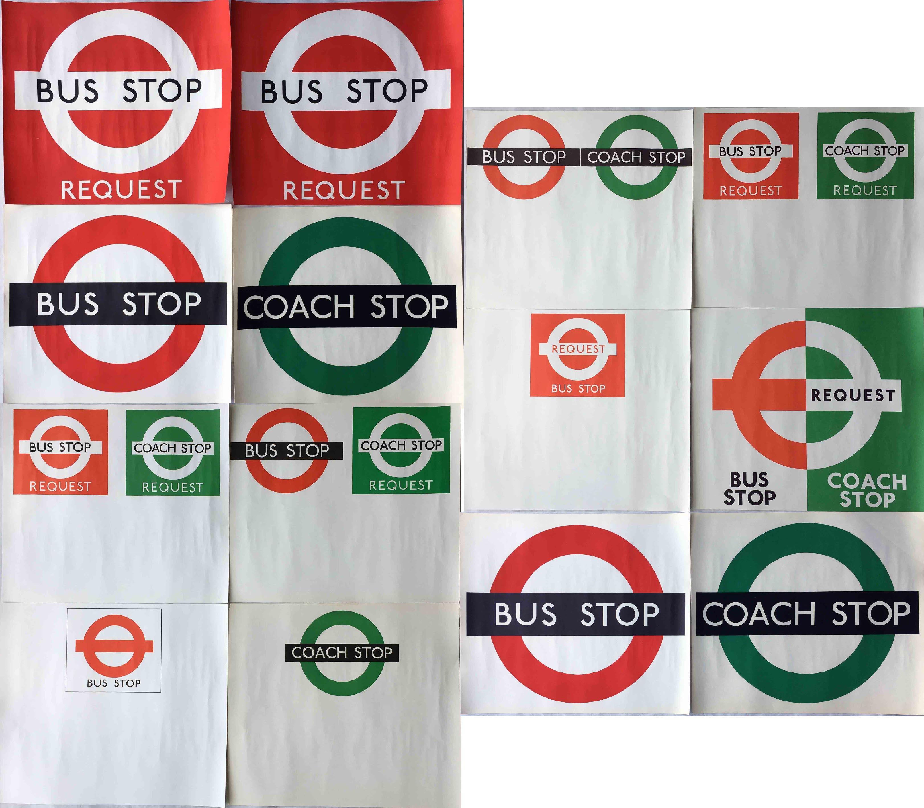 Quantity (14) of London Transport BUS STOP POSTERS. Dating from the 1960s-80s, these were pasted