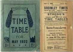 TIMETABLE BOOKLETS comprising "Peacock's" Watford Railway Time Table for May 1922 (includes some