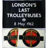 A London Transport trolleybus DESTINATION BLIND INSERT, believed to be an original from a small