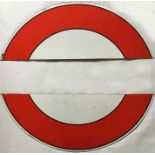 Pair of London Underground enamel PLATFORM SIGN INFILLS (two semi-circle 'half-moons'), dating
