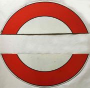 Pair of London Underground enamel PLATFORM SIGN INFILLS (two semi-circle 'half-moons'), dating