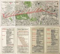 c1902 Central London Railway fold-out POCKET MAP produced to promote its service from Bank to