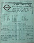 1941 London Transport ALLOCATION OF SCHEDULED BUSES AND COACHES for the Country Area. Issue No 10,
