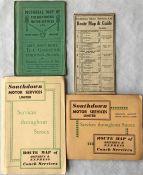 Selection of 1920s-40s Southdown Motor Services Ltd fold-out ROUTE MAPS comprising Route Map & Guide
