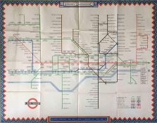 1946 London Underground quad-royal POSTER MAP by H C Beck (whose names appears on the River Thames!)