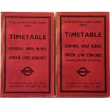 Pair of London Transport Officials' TIMETABLE BOOKLETS ('Inspector's Red Books') of Central Area