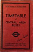WW2 London Transport Officials' TIMETABLE BOOKLET ('Inspector's Red Book') of Central Area Buses