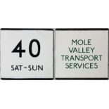 London Transport enamel bus stop E-PLATES, the first for Mole Valley Transport Services, an