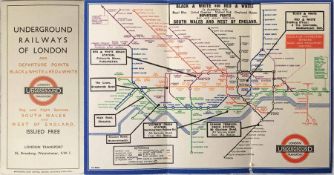 1933 first-year edition of the Beck card DIAGRAMMATIC UNDERGROUND MAP, this being a special