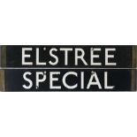 London Underground 38-Stock enamel DESTINATION PLATE for Elstree/Special from the Northern Line.