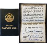1948 London Transport Police WARRANT CARD in a leathercloth cover with the 'London Passenger