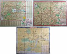 Selection of London Transport quad-royal POSTER MAPS comprising Central Bus & Trolleybus Routes