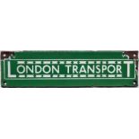 London Transport bus stop timetable panel enamel HEADER PLATE "LONDON TRANSPORT", the type