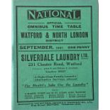 National Omnibus TIMETABLE for Watford & North London District dated September 1931. These