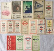 Selection of LCC Tramways/London Transport POCKET MAPS including 1922-33 examples for trams, 1933-47