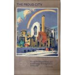 1944 London Transport double-royal POSTER 'The Temple Church & Library after bombardment' by