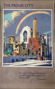 1944 London Transport double-royal POSTER 'The Temple Church & Library after bombardment' by