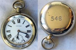 1930/40s London Transport chrome-plated POCKET WATCH engraved 'LPTB 548' as issued to Underground