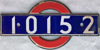 London Underground enamel 'bullseye' STOCK-NUMBER PLATE from 1938 tube stock driving motor car