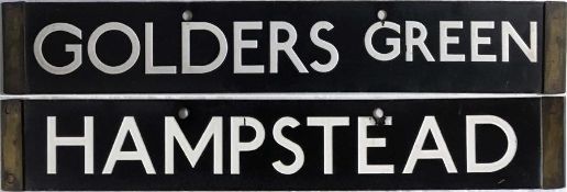 London Underground 38-Stock enamel DESTINATION PLATE for Golders Green/Hampstead on the Northern