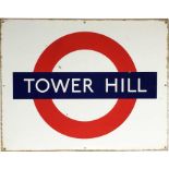 London Underground PLATFORM BULLSEYE SIGN from Tower Hill station on the District & Circle Lines.