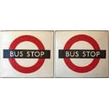 1950s/60s London Transport enamel BUS STOP FLAG, the traditional bullseye version, measuring 18" x